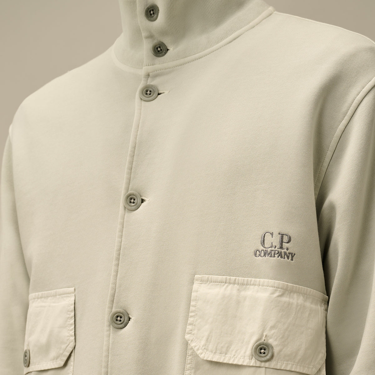 C.P. Company Blue Fox Cotton Fleece Full Button Sweater – productbeeld 3