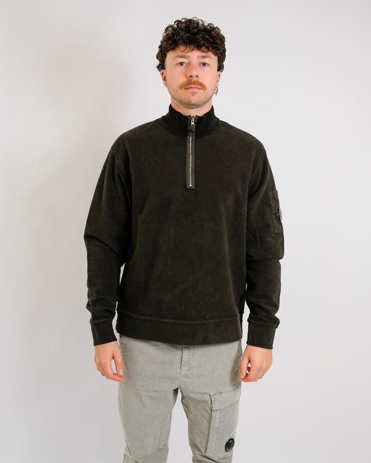 C.P. Company Light Fleece Polo Sweatshirt Dark Shadow – productbeeld 1