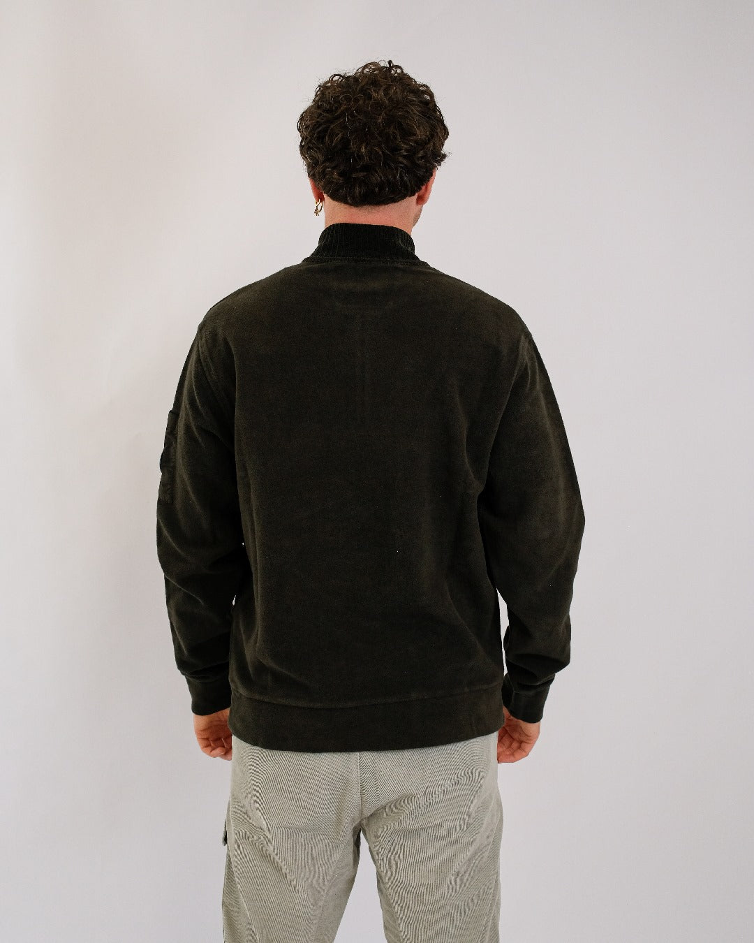 C.P. Company Light Fleece Polo Sweatshirt Dark Shadow – productbeeld 2