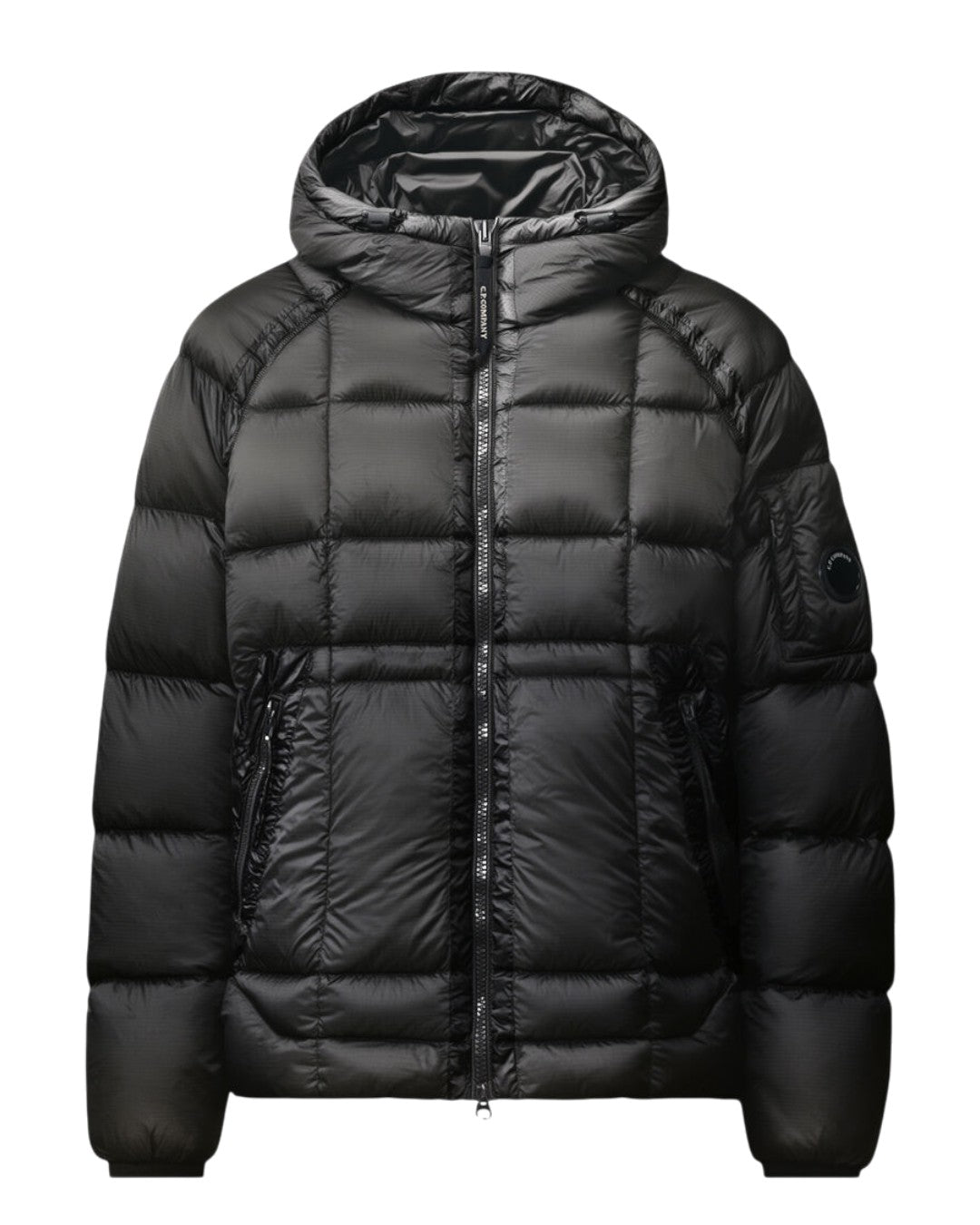 C.P. Company D.D. Shell Hooded Down Jacket Black — vooraanzicht van de donsjas
