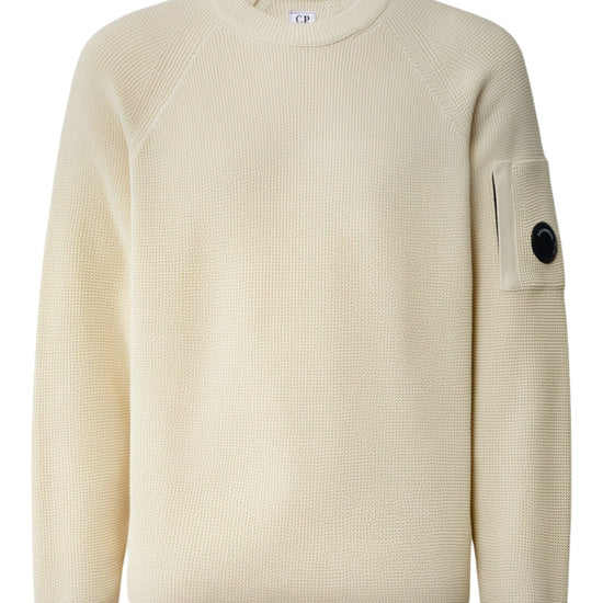 C.P. Company Waffle Knit Cotton Crewneck Sweater Silver Birch – productfoto 1 | Checkpoint Mol