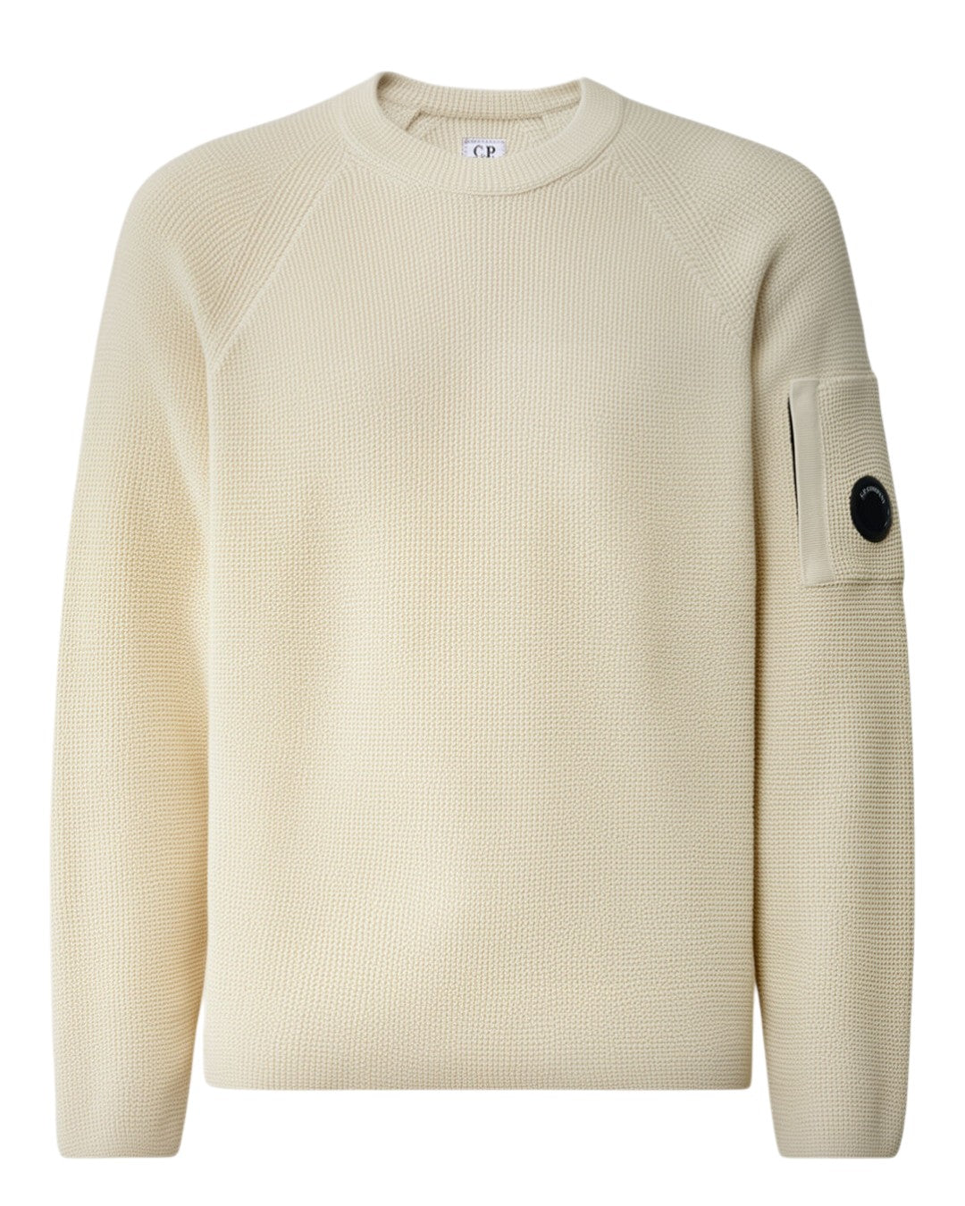 C.P. Company Waffle Knit Cotton Crewneck Sweater Silver Birch – productfoto 1 | Checkpoint Mol