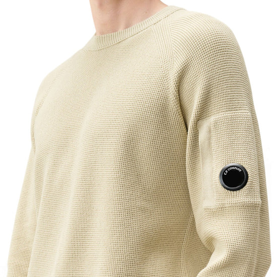 C.P. Company Waffle Knit Cotton Crewneck Sweater Silver Birch – productfoto 2 | Checkpoint Mol