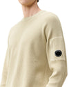 C.P. Company Waffle Knit Cotton Crewneck Sweater Silver Birch – productfoto 2 | Checkpoint Mol