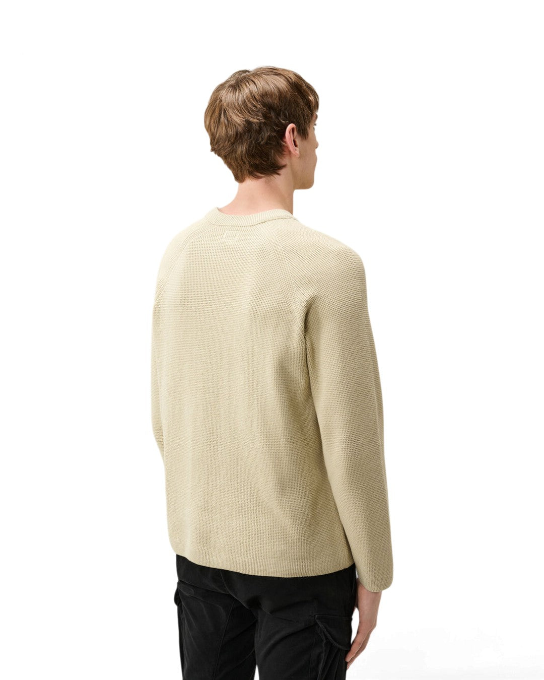 C.P. Company Waffle Knit Cotton Crewneck Sweater Silver Birch – productfoto 5 | Checkpoint Mol