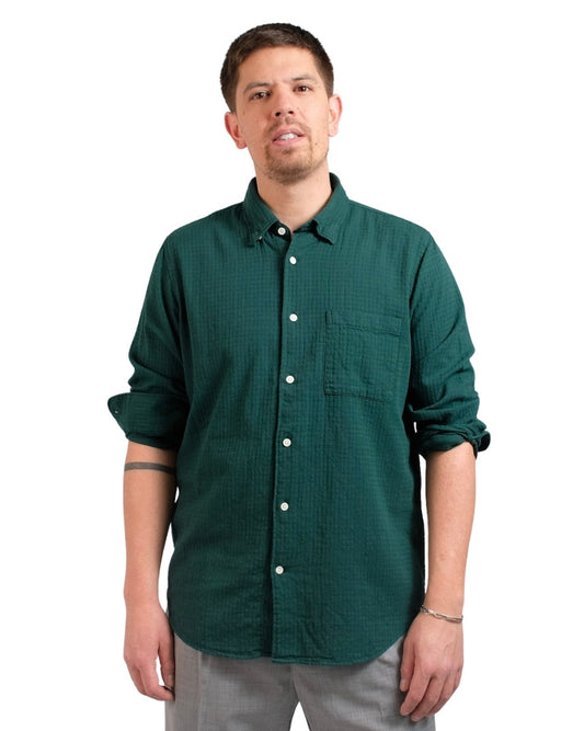 Botanical Green Konga Crinkle Cotton Shirt