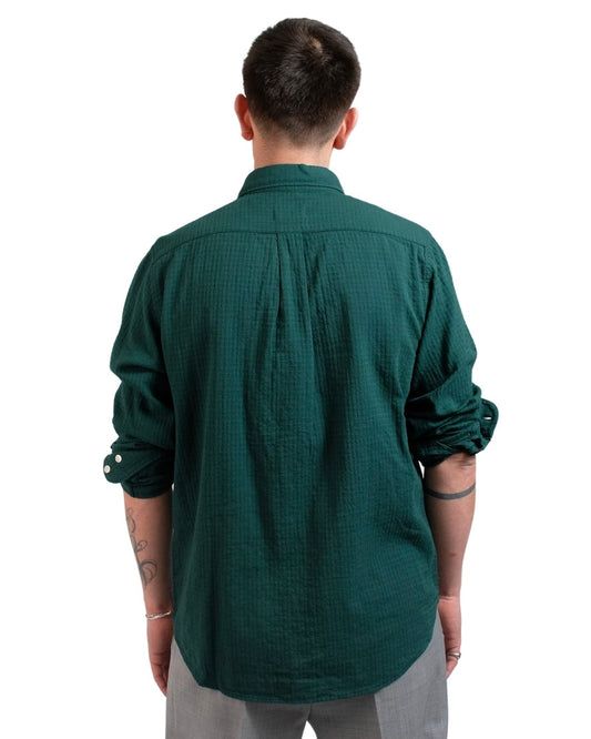 Botanical Green Konga Crinkle Cotton Shirt