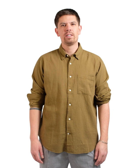 Khaki Konga Crinkle Cotton Shirt