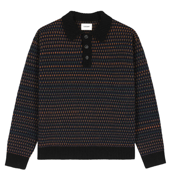 Castart Meryon Textured Wool Blend Polo Blue – vooraanzicht