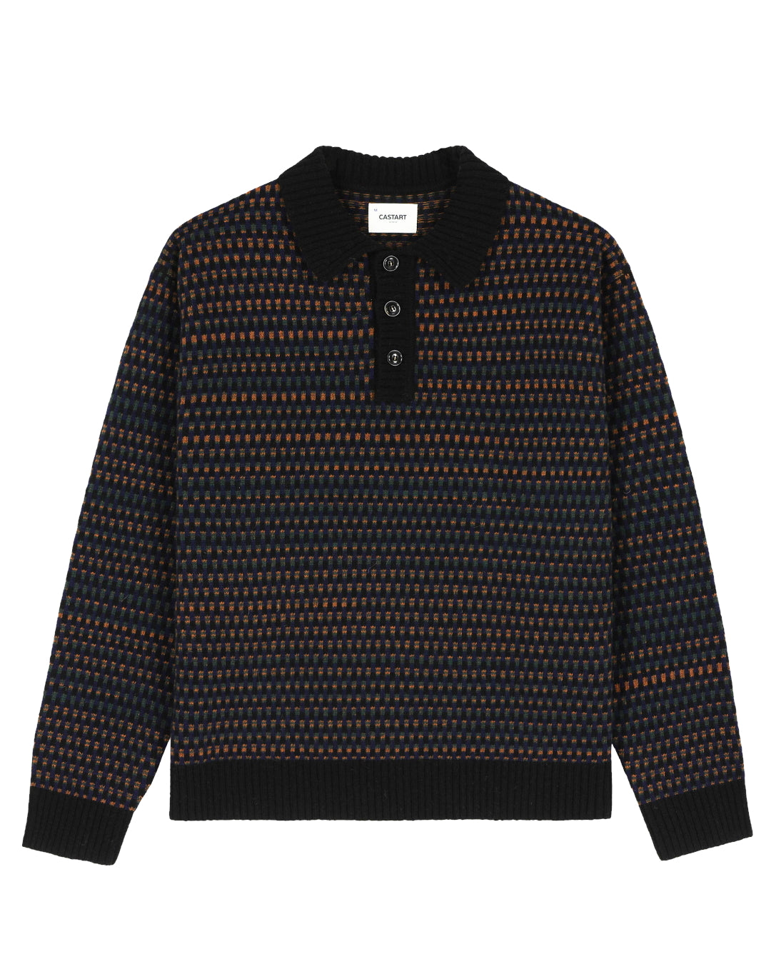 Castart Meryon Textured Wool Blend Polo Blue – vooraanzicht
