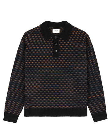 Castart Meryon Textured Wool Blend Polo Blue – vooraanzicht