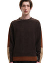 Morley Fluffy Alpaca Mix Color Block Crewneck Pullover Brown