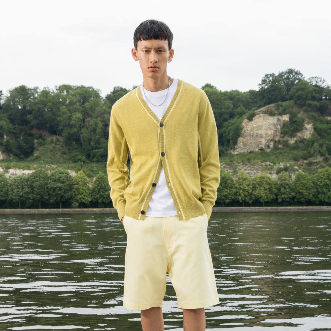 Castart Nude Cotton Linen Cardigan Mustard – productbeeld 2