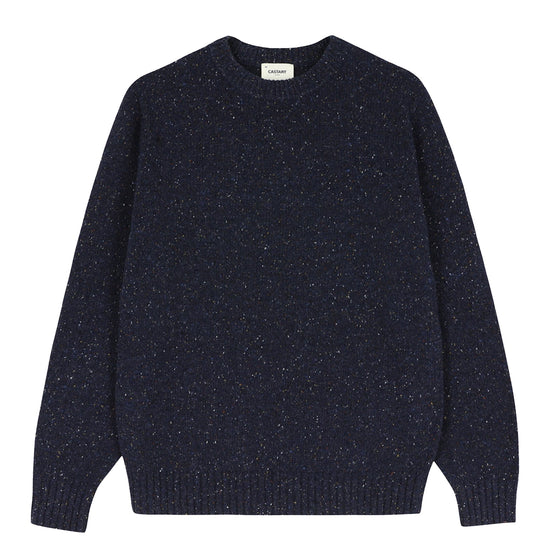 Castart Navy Starry Night Wool Blend Speckled Texture Regular Fit Pullover – vooraanzicht