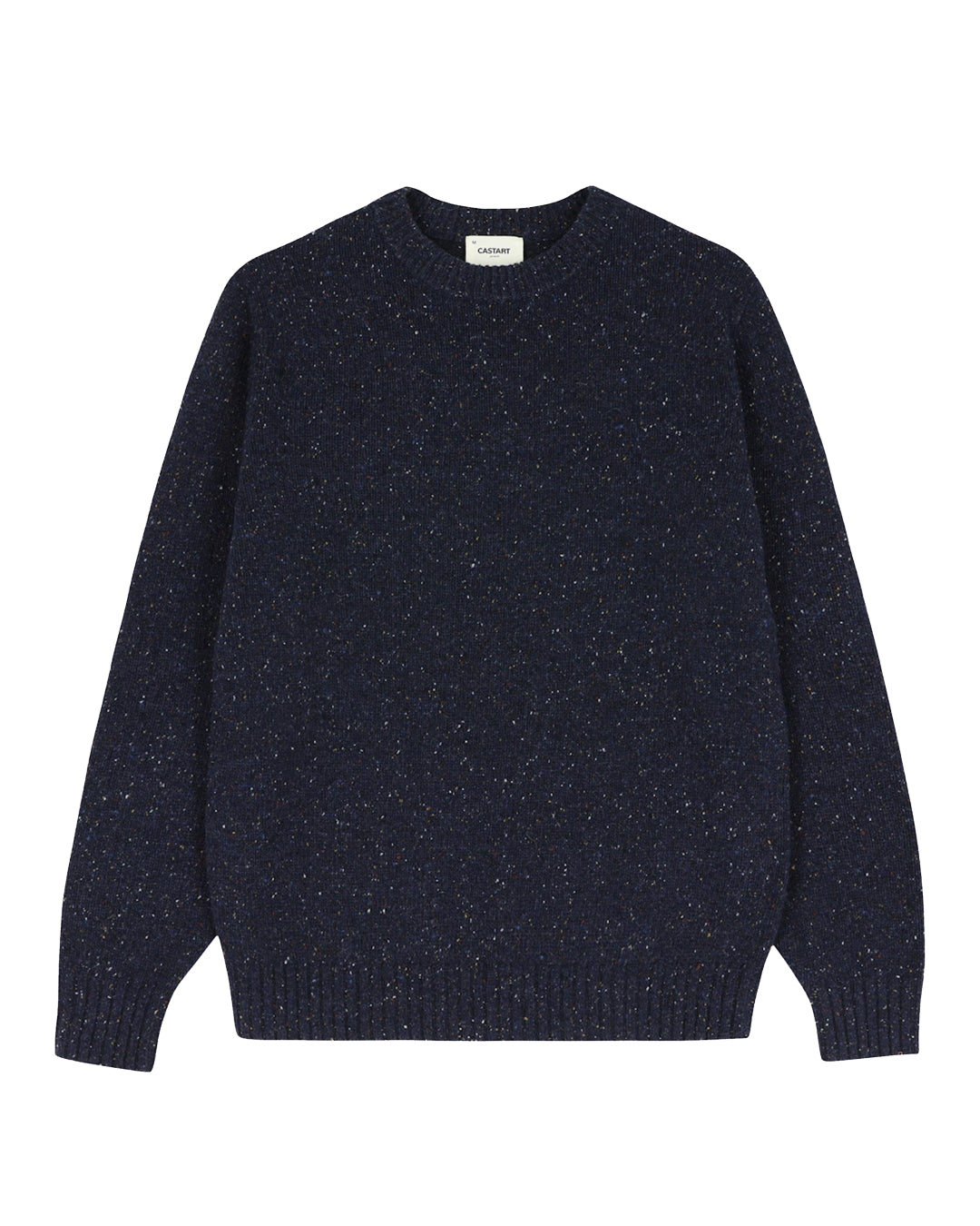 Castart Navy Starry Night Wool Blend Speckled Texture Regular Fit Pullover – vooraanzicht