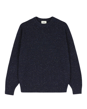 Castart Navy Starry Night Wool Blend Speckled Texture Regular Fit Pullover – vooraanzicht