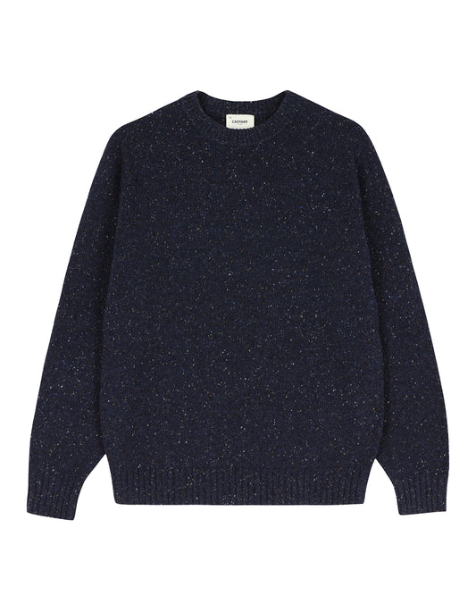 Castart Navy Starry Night Wool Blend Speckled Texture Regular Fit Pullover – vooraanzicht