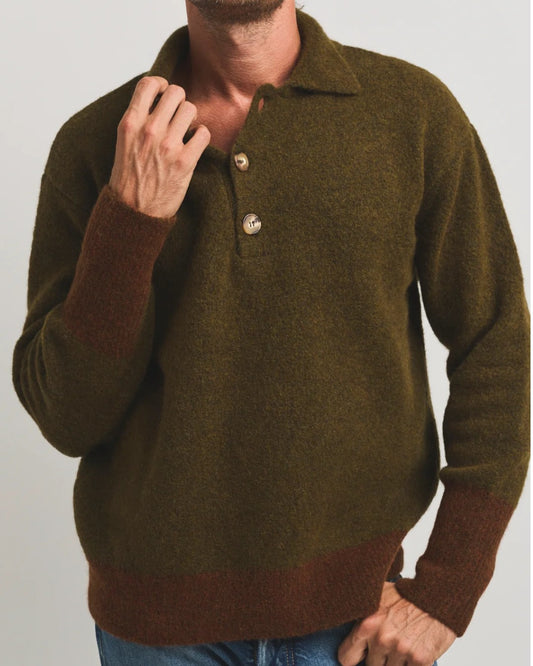 Achterkant Cesar Casier Alfi Baby Alpaca Polo Green Rusty bij Checkpoint Mol