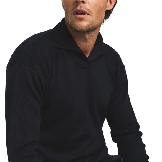 Voorkant Cesar Casier Amory Polo Navy in merinowol