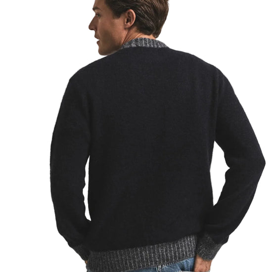 Achterkant Cesar Casier Gstaad Baby Alpaca Sweater Blue bij Checkpoint Mol