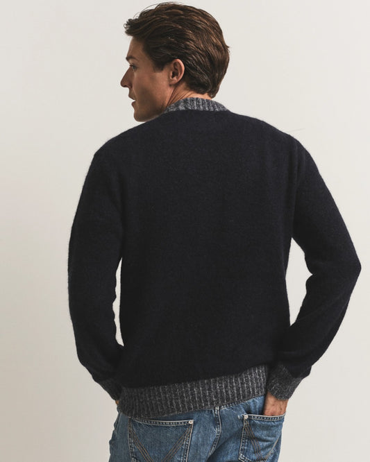 Achterkant Cesar Casier Gstaad Baby Alpaca Sweater Blue bij Checkpoint Mol
