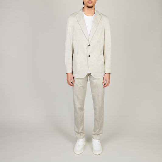 CIRCOLO Beige Jersey visgraat stretch – productbeeld 2