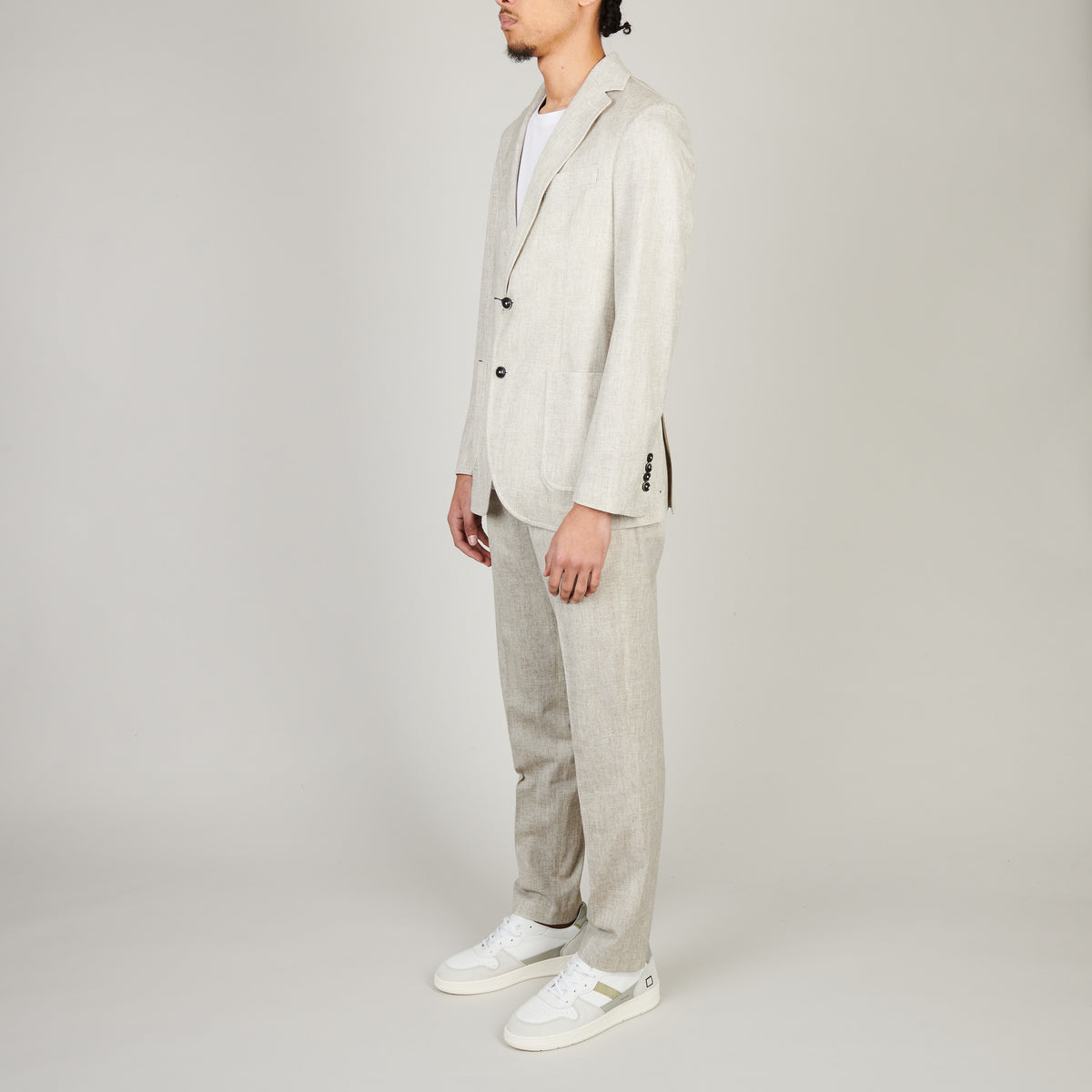 CIRCOLO Beige Jersey visgraat stretch – productbeeld 3