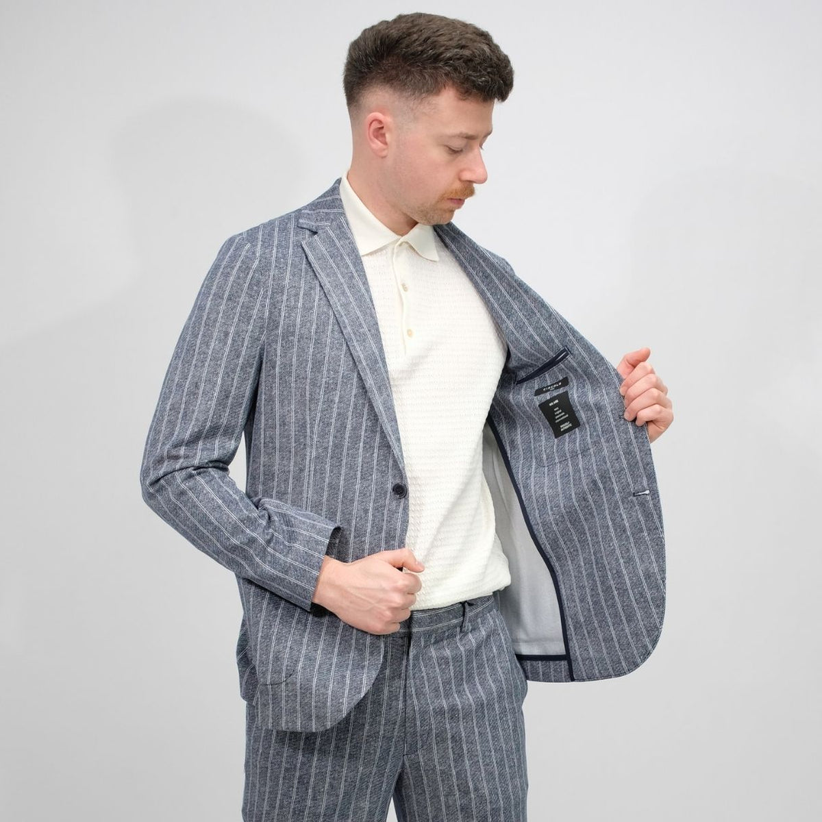 CIRCOLO Blue Pinpoint Piquet Vest – productbeeld 6