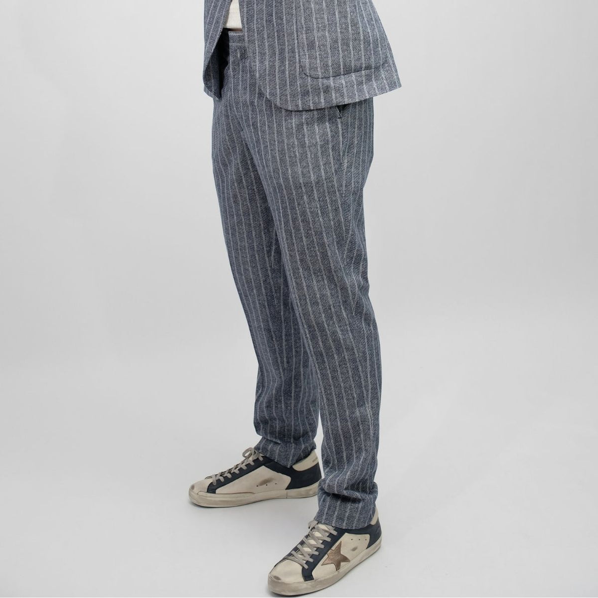 CIRCOLO Blue Pinpoint Piquet Trousers – productbeeld 2