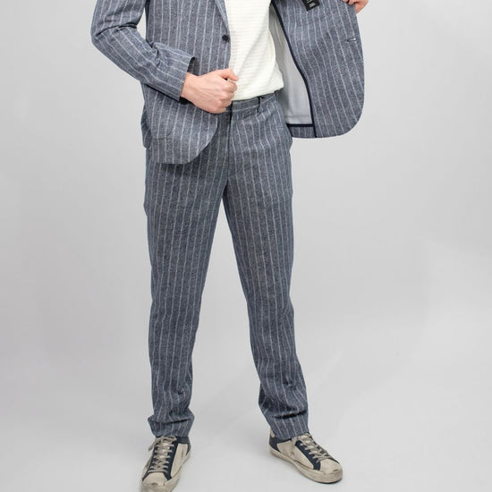 CIRCOLO Blue Pinpoint Piquet Trousers – productbeeld 3
