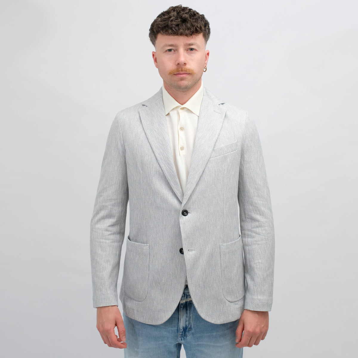 CIRCOLO Giacca Cotone Fiamm Dusty Blue – vooraanzicht