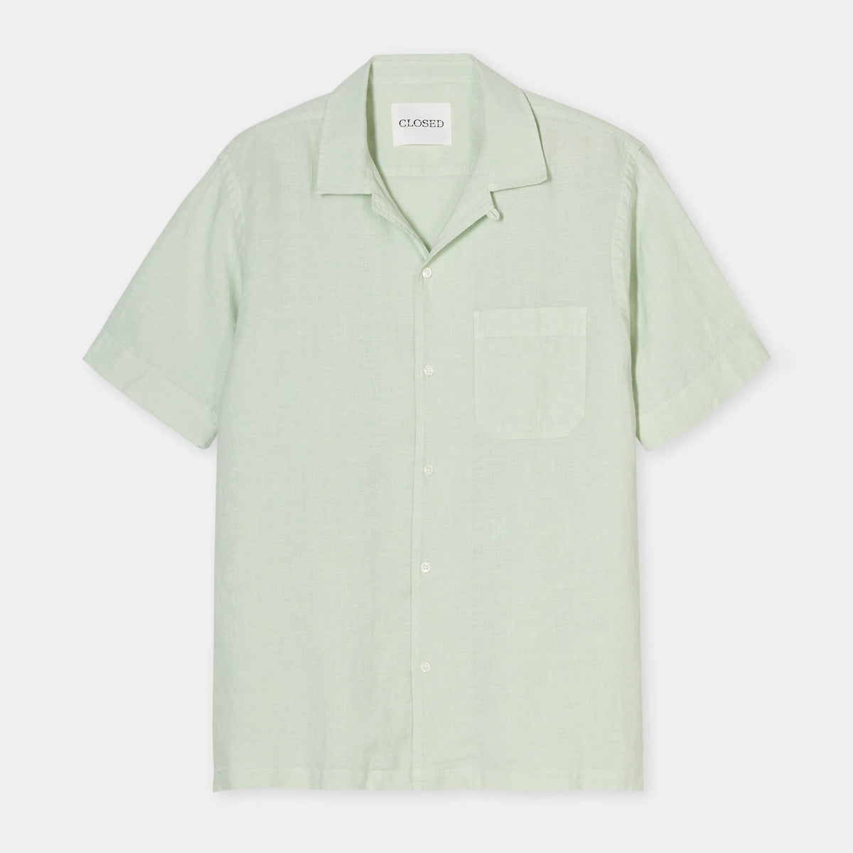 Closed Linen Shirt Bud Green – vooraanzicht