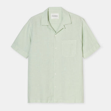 Closed Linen Shirt Bud Green – vooraanzicht