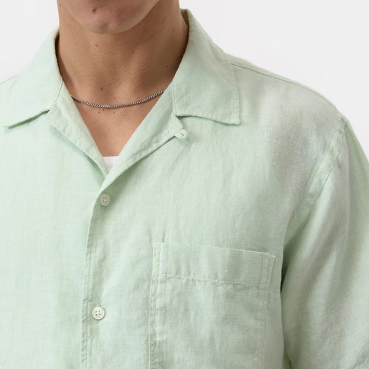 Closed Linen Shirt Bud Green – productbeeld 2