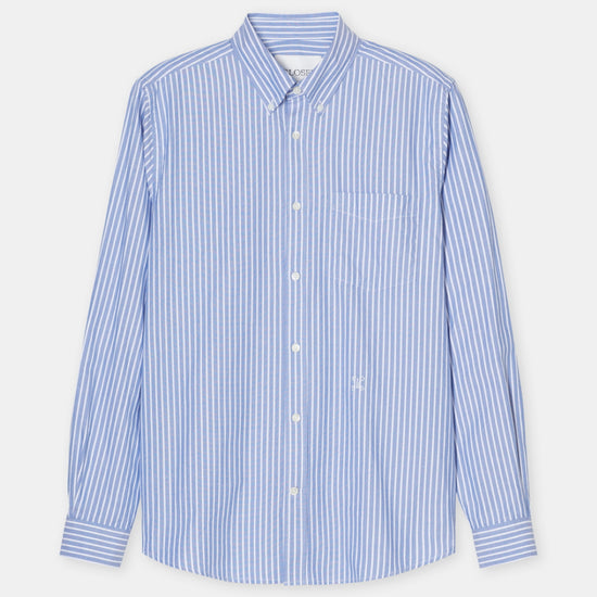 Closed Striped Oxford Shirt Ocean Blue – productbeeld 1