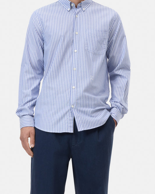 Closed Striped Oxford Shirt Ocean Blue – productbeeld 2