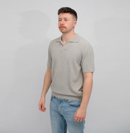 Closed Knitted Polo Cloud Grey – productbeeld 2