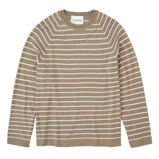 Closed Breton Striped Linen Jumper Light Brown White – productbeeld 1