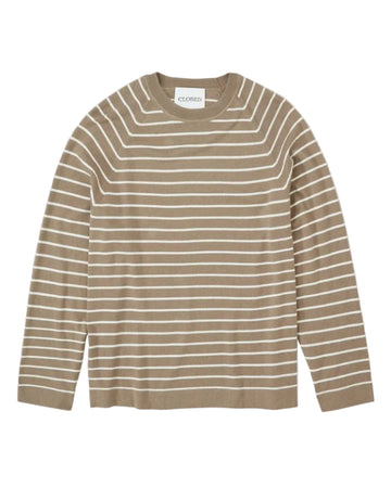 Closed Breton Striped Linen Jumper Light Brown White – productbeeld 1