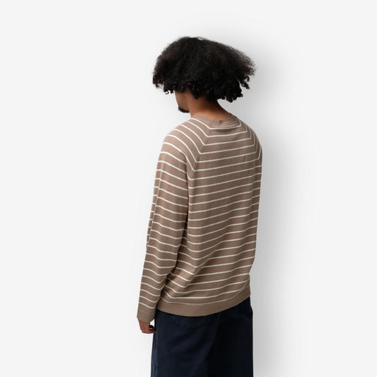 Closed Breton Striped Linen Jumper Light Brown White – productbeeld 2