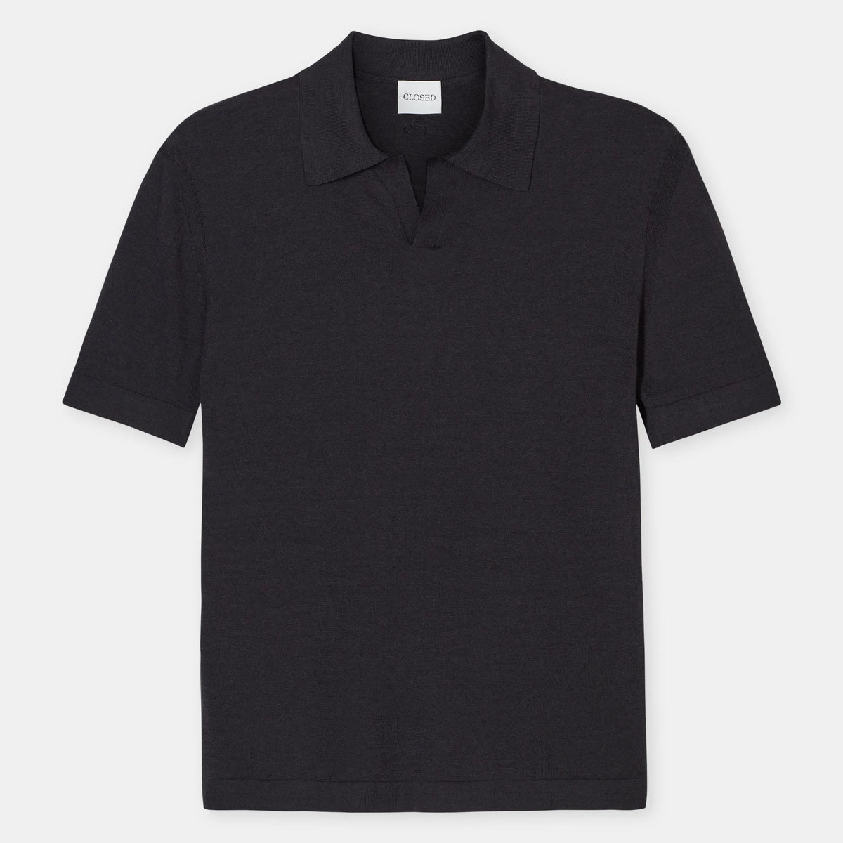 Closed Knitted Polo Black – vooraanzicht