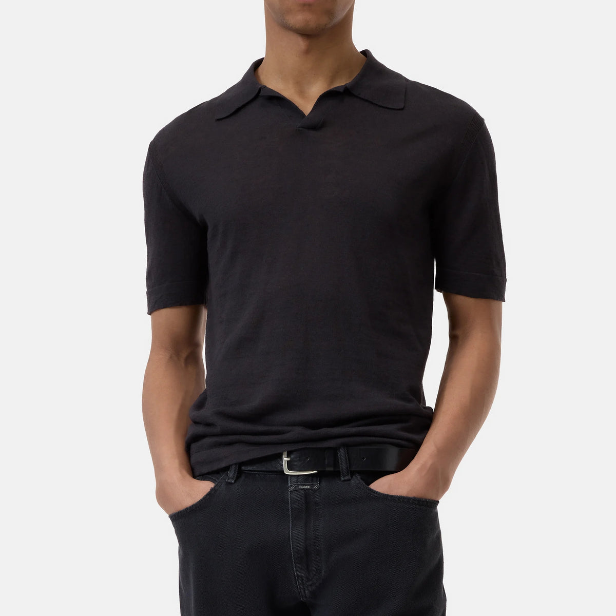 Closed Knitted Polo Black – productbeeld 5