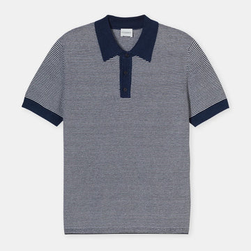 Closed Linen Blend Polo Smoky Blue – vooraanzicht