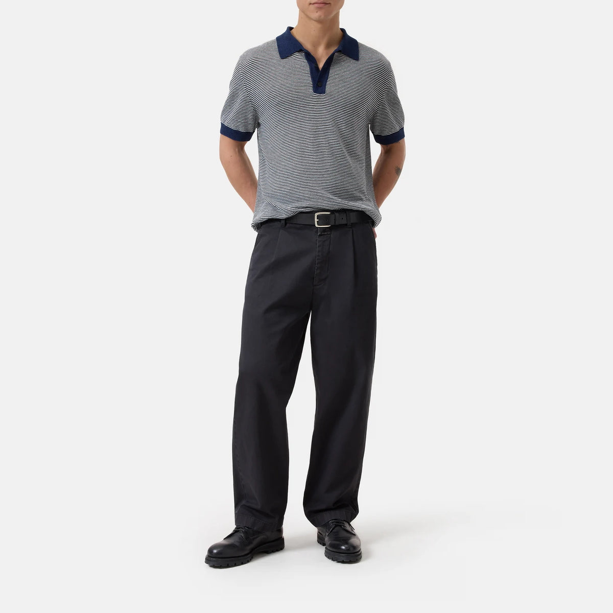 Closed Linen Blend Polo Smoky Blue – productbeeld 3