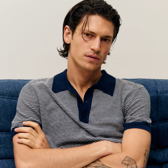 Closed Linen Blend Polo Smoky Blue – productbeeld 4