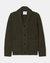 Closed Marsh Green Wool Scarf Collar Cardigan – vooraanzicht