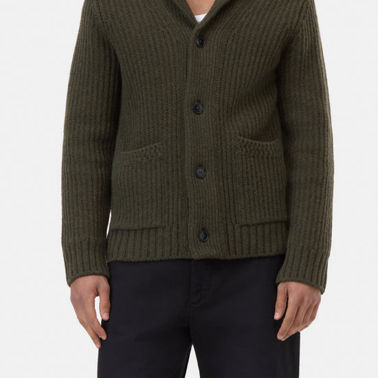Closed Marsh Green Wool Scarf Collar Cardigan – productbeeld 2