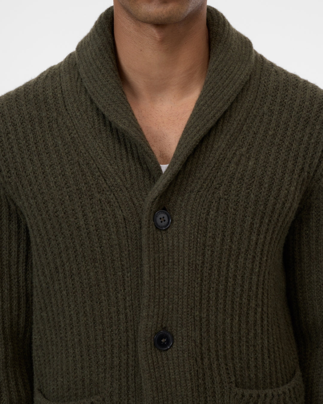 Closed Marsh Green Wool Scarf Collar Cardigan – productbeeld 3