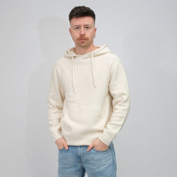 CLOSED Knitted Bouclé Hoodie Ivory – vooraanzicht