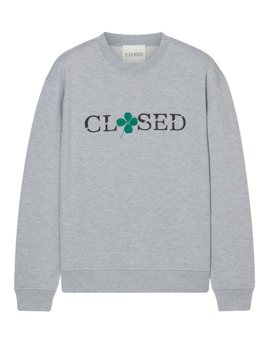 Closed Printed Logo Organic Cotton Sweater Light Grey Melange productfoto 1
